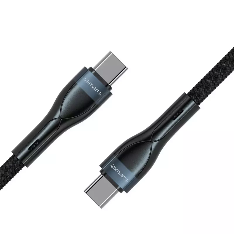 USB-C uz USB-C vads 1 m, 4smarts 540429, Melns, 0,48 Gbit/s