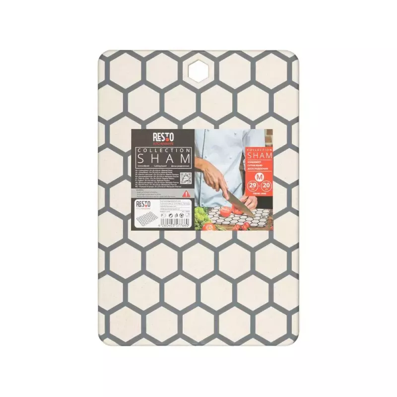 Resto Kitchenware 95402 Taisnstūra plastmasas griešanas dēlis, pelēks-balts