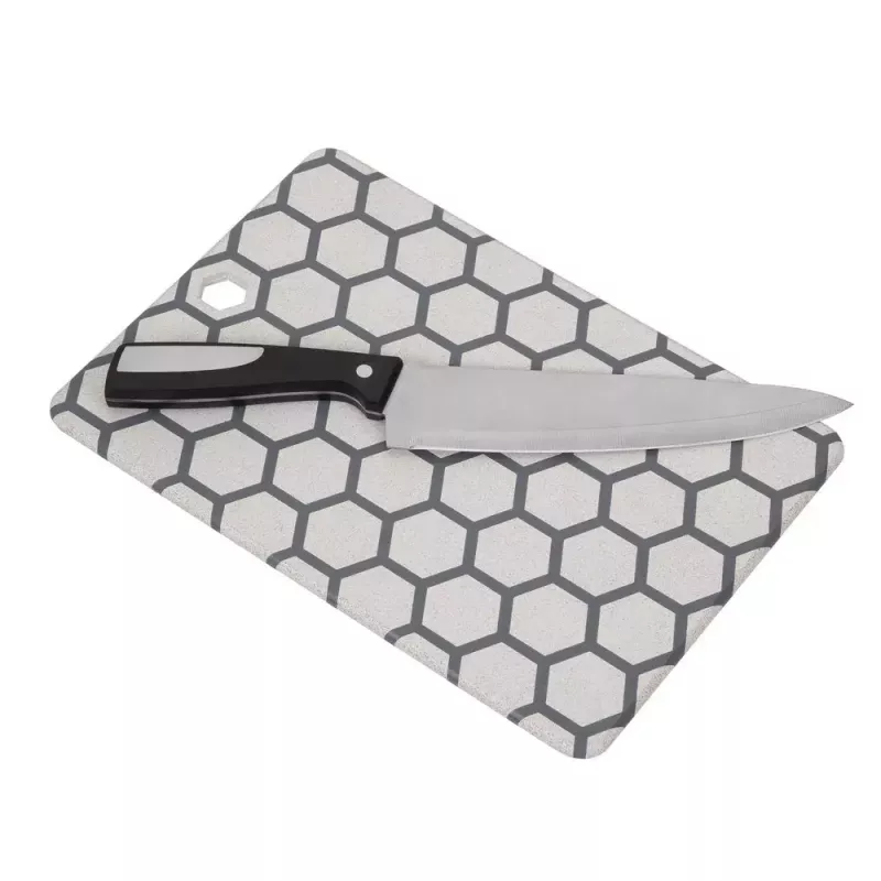 Resto Kitchenware 95402 Taisnstūra plastmasas griešanas dēlis, pelēks-balts