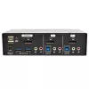 DisplayPort KVM slēdzis ar 2 pieslēgvietām, audio un USB 3.0 centrmezglu EATON B004-DPUA2-K — DisplayPort, USB klaviatūra/pele, 2560 × 1600, 1,2 m kabeļi