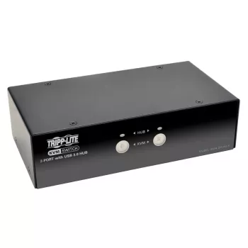 DisplayPort KVM slēdzis ar 2 pieslēgvietām, audio un USB 3.0 centrmezglu EATON B004-DPUA2-K — DisplayPort, USB klaviatūra/pele, 2560 × 1600, 1,2 m kabeļi
