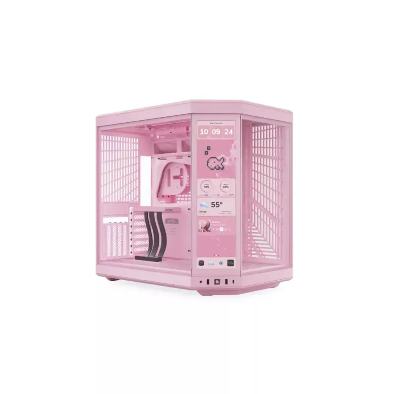 Skārienjūtīgā monitora HYTE Y70 skārienekrāna jauninājums Strawberry Milk — 14,5 collu rozā skārienekrāns