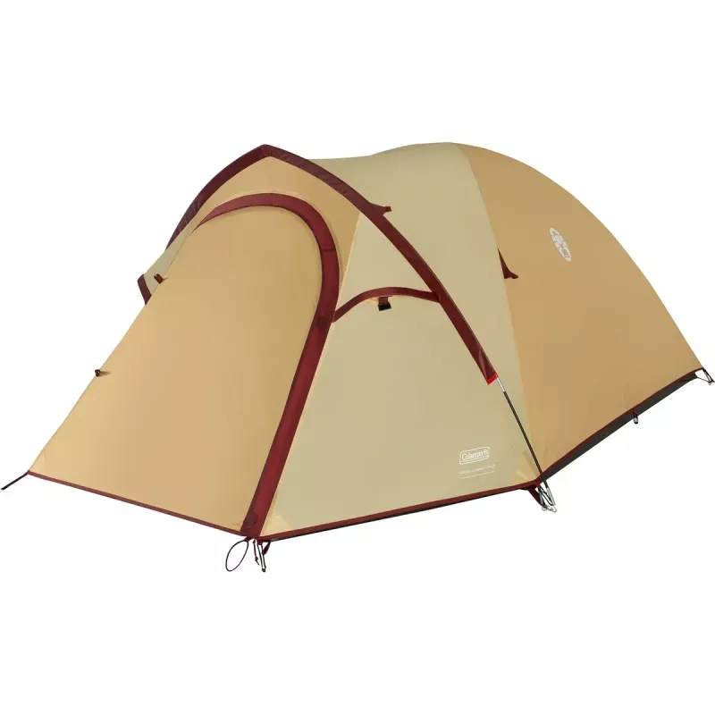 Telts COLEMAN Darwin 3 Plus Summer — 3 personām, vasaras modelis, bēša/tumši sarkana