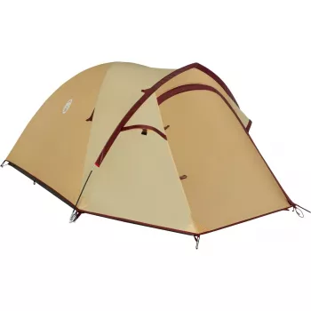 Telts COLEMAN Darwin 3 Plus Summer — 3 personām, vasaras modelis, bēša/tumši sarkana