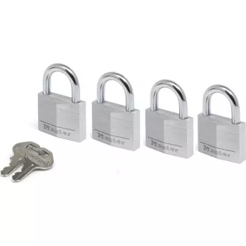Piekaramā atslēga MASTERLOCK 9140EURQNOP 40 mm — 4 gab. komplekts ar misiņa korpusa kombinētajām piekaramajām atslēgām