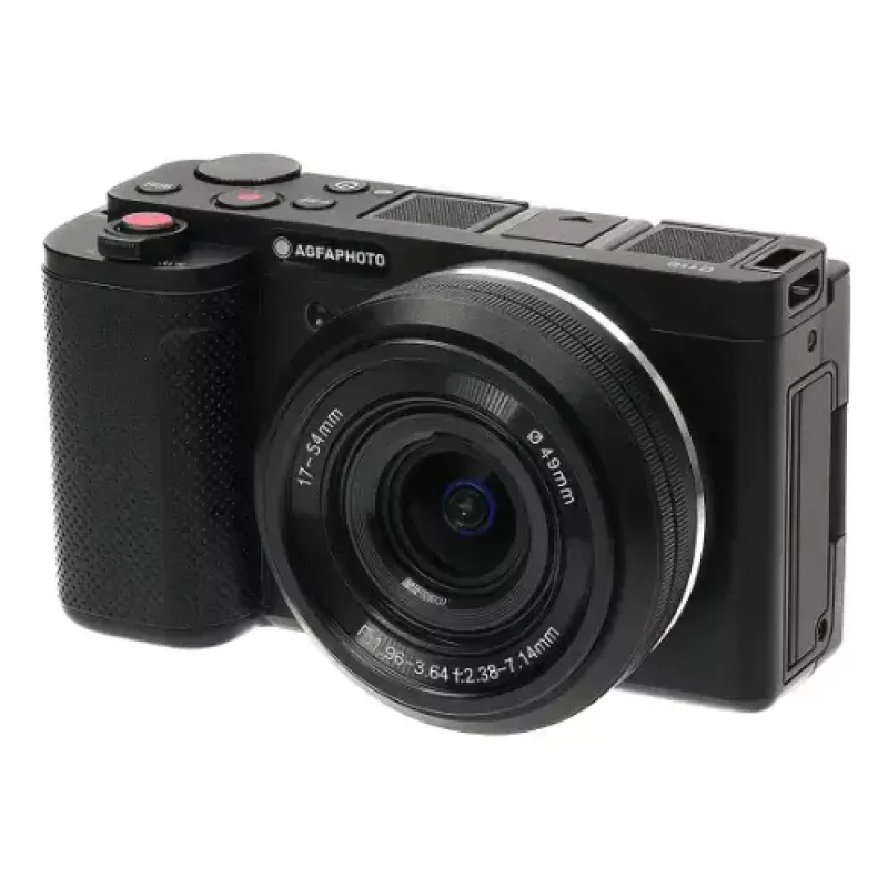 Kompakta kamera AgfaPhoto Realishot C110 — 24 MP, 1/3,06 collu CMOS, 3x optiskā tālummaiņa, 4K, Wi‑Fi, 2,8 collu skārienekrāns, melna