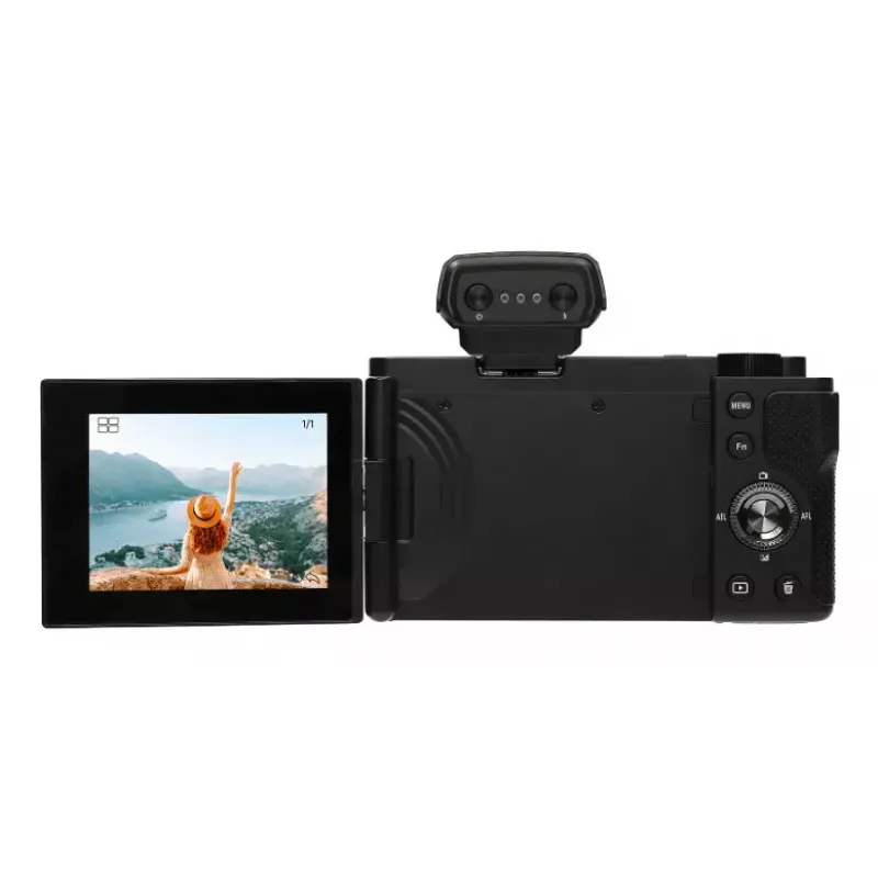 Kompakta kamera AgfaPhoto Realishot C110 — 24 MP, 1/3,06 collu CMOS, 3x optiskā tālummaiņa, 4K, Wi‑Fi, 2,8 collu skārienekrāns, melna