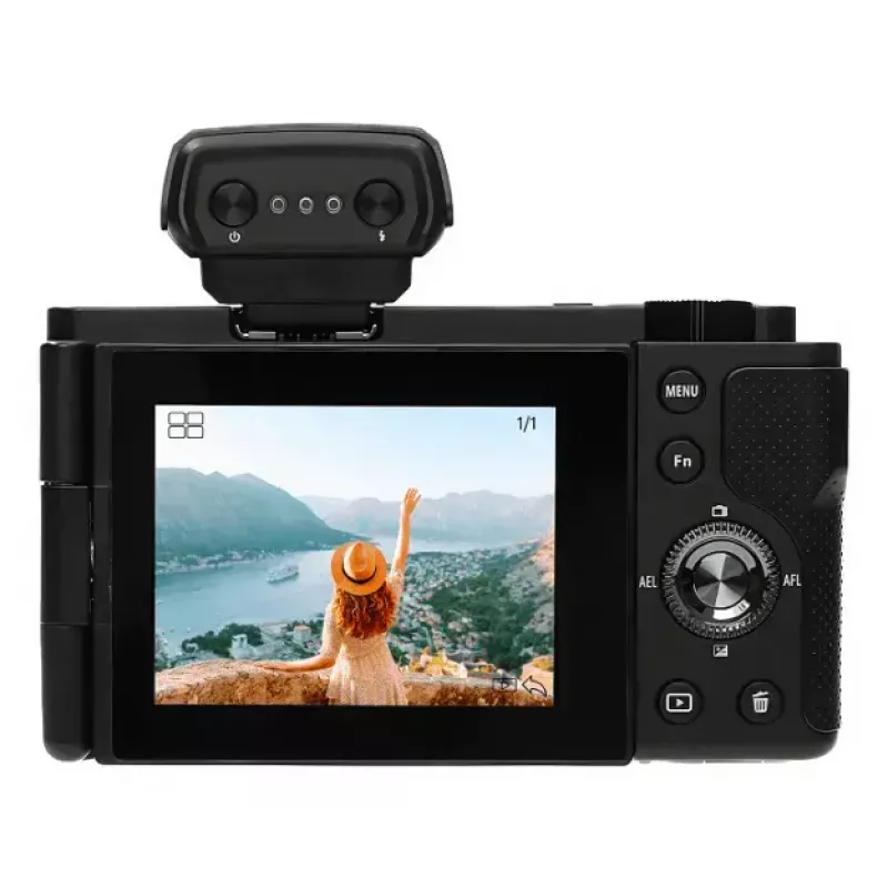 Kompakta kamera AgfaPhoto Realishot C110 — 24 MP, 1/3,06 collu CMOS, 3x optiskā tālummaiņa, 4K, Wi‑Fi, 2,8 collu skārienekrāns, melna