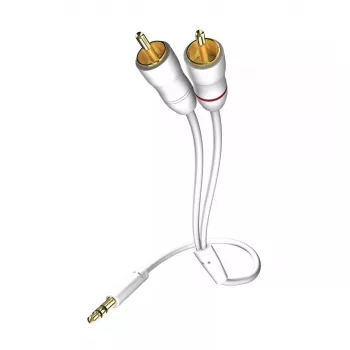 Audio kabelis Inakustik 003100015 1.5m 3.5mm 2xRCA balta