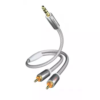 Audio kabelis Inakustik 00410005 5m 3.5mm 2 x RCA balts