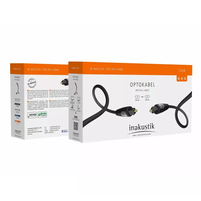 InfiniBand/optiskais kabelis Inakustik 00312115 1.5 m TOSLINK melns