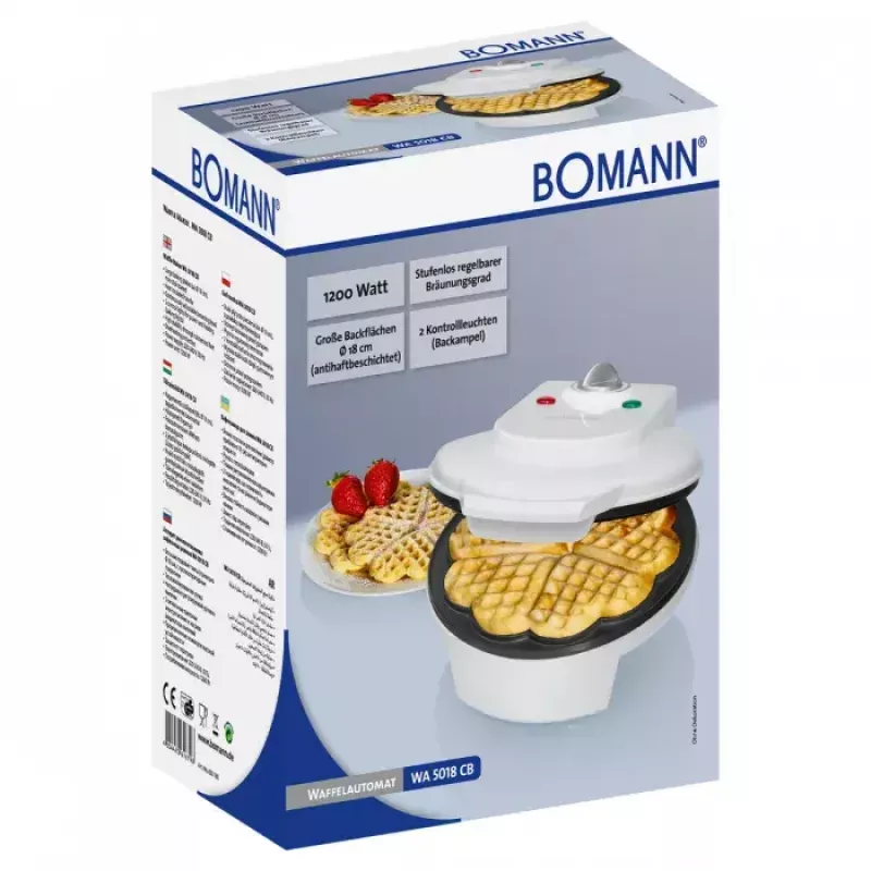 Vafeļu panna Bomann WA 5018 CB 1 vafele 1200 W balta