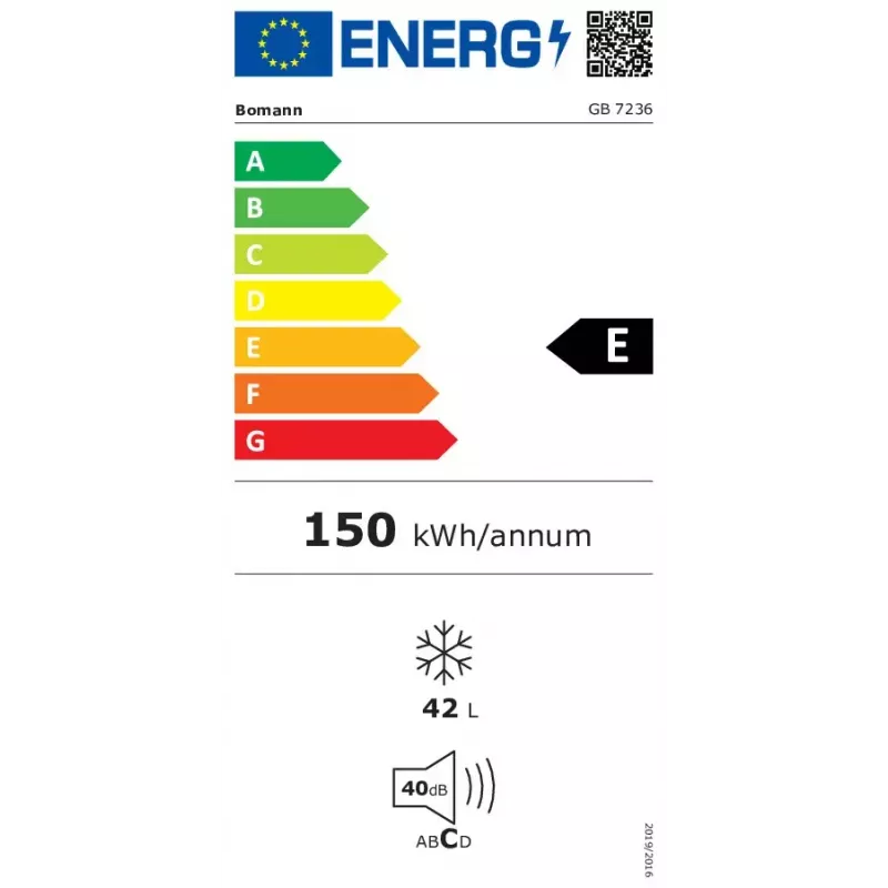 Vertikālā saldētava BOMANN GB 7236, 42 L, melna, manuāla atkausēšana, ≤ -18 °C, bezpakāpju vadība