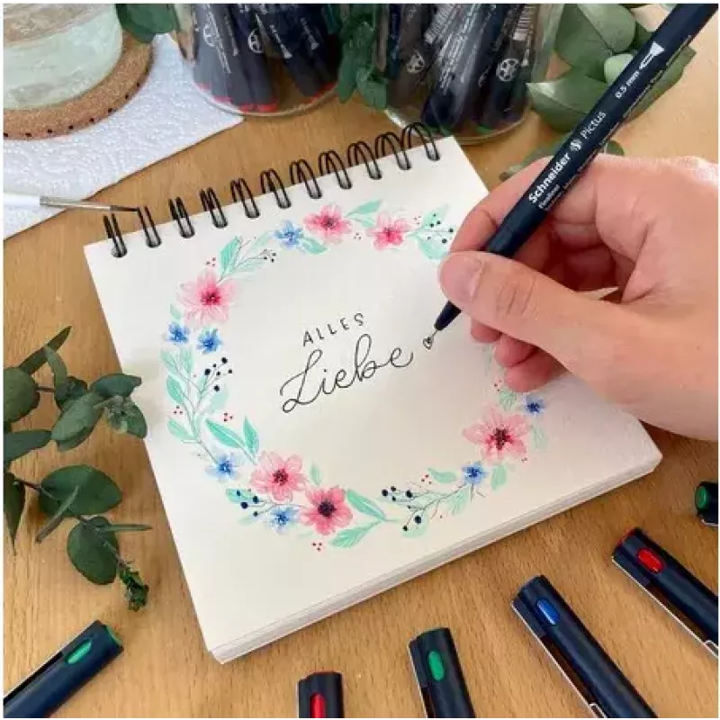 Fineliner Schneider Schreibgeräte Pictus melns zils zaļš sarkans 5 gab.