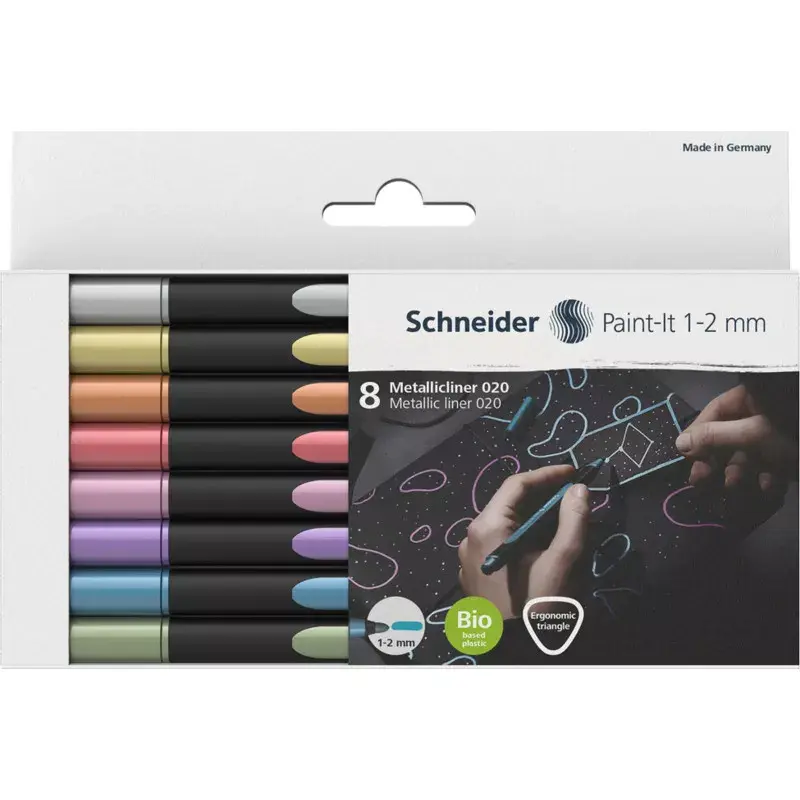 Marker Schneider Schreibgeräte Paint-It 020 8 gab. Zils Varš Zelts Zaļš Rozā Sarkans Sudrabs Violets