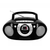 Pārnēsājama stereo sistēma Soundmaster SCD5100SW — analogais FM uztvērējs 87,5–108 MHz, CD/MP3 atskaņotājs, 1 W RMS, LED displejs, melna