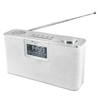 Soundmaster DAB700WE — analogā & digitālā radio (DAB+, FM), 12 W RMS, LCD 2.9 collas, MicroSD, sudraba/balts