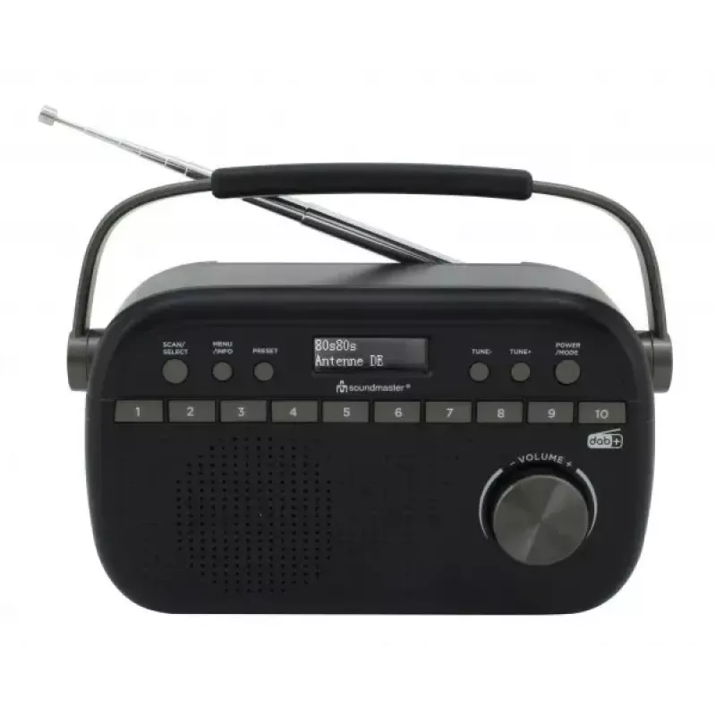Portatīvais radio Soundmaster DAB280 — DAB+, FM, analogais un digitālais, 1,2 W, melns, maiņstrāvas/bateriju barošana