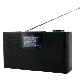 Personālais radio Soundmaster DAB700SW — analogais un digitālais uztvērējs, DAB+ / FM, 12 W, 2,9 collu LCD, MicroSD, melns