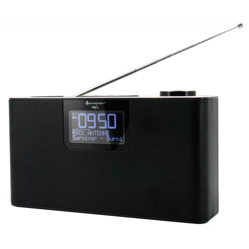 Personālais radio Soundmaster DAB700SW — analogais un digitālais uztvērējs, DAB+ / FM, 12 W, 2,9 collu LCD, MicroSD, melns