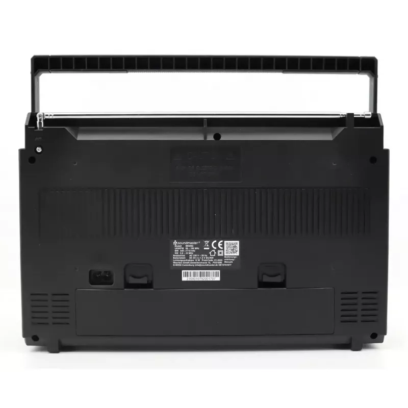 Pārnēsājams kasešu atskaņotājs Soundmaster RR20SI — FM/MW/SW radio, 3 W RMS, 3,5 mm austiņas, melns/sudraba