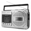 Pārnēsājams kasešu atskaņotājs Soundmaster RR20SI — FM/MW/SW radio, 3 W RMS, 3,5 mm austiņas, melns/sudraba