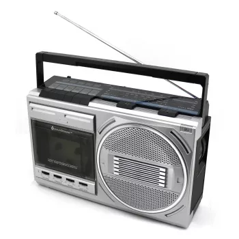 Pārnēsājams kasešu atskaņotājs Soundmaster RR20SI — FM/MW/SW radio, 3 W RMS, 3,5 mm austiņas, melns/sudraba