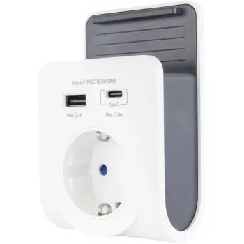 REV USB lādētājs ar kontaktligzdu 240V, USB-A & USB-C, modelis 0020770112