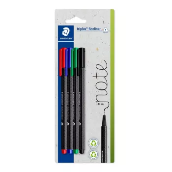 Fineliner Staedtler 334-S BK4 Ultra Fine Melns Blue zaļa Red 4 gab.