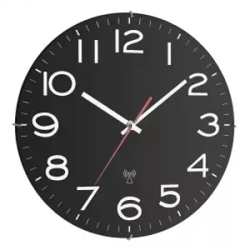 Analogue radio-controlled clock TFA-Dostmann 310mm Melns