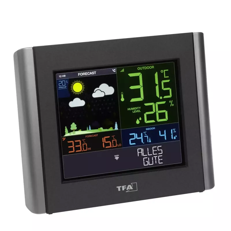 TFA-Dostmann VIEW METEO melns, ar baterijām, Wi-Fi, mitrums 10-99%
