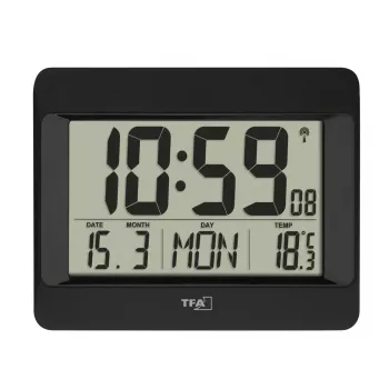 Digitālais modinātājpulkstenis TFA-Dostmann 60.4519.01 Melns Darbināms ar baterijām