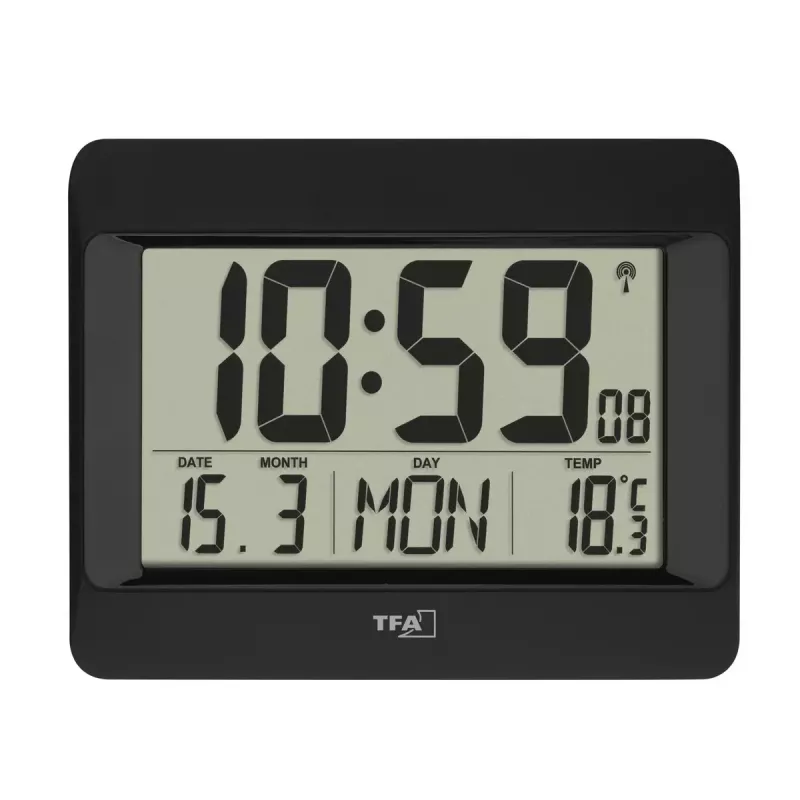 Digitālais modinātājpulkstenis TFA-Dostmann 60.4519.01 Melns Darbināms ar baterijām