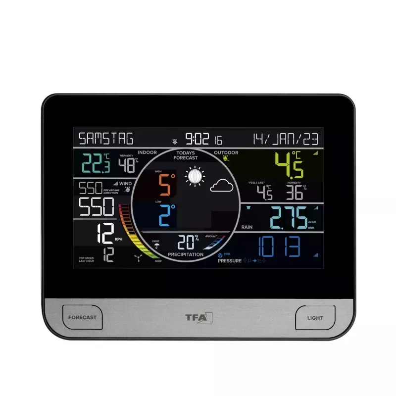 TFA-Dostmann View Pro Melns DC/Baterijām Wi-Fi anemometrs termometrs higrometrs barometrs