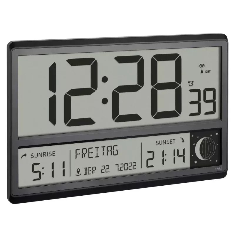Digitālais modinātājpulkstenis TFA-Dostmann 60.4524.01, melns, LCD, ar bateriju darbināms