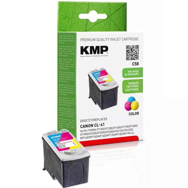 Kasetne KMP Canon CL41 krāsaina 155 S C58 uzpildīta