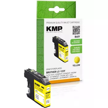 Kasetne KMP Brother LC-123Y dzeltena, atjaunota