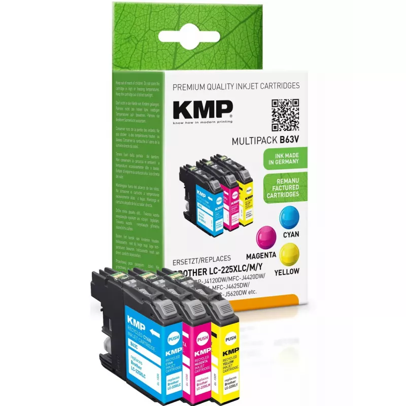 KMP Brother LC-225XL C/M/Y Multip. 3x1200S kasetne