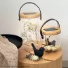 Galda lampa Krinner LUMIX Deco Glass Basic LED - caurspīdīga, bambusa, stikla