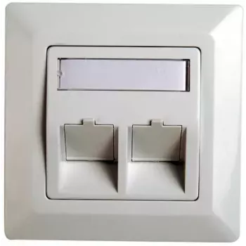 RJ45 adaptera rāmis Cat.5e Telegärtner H02010A0040 45° dubultā 80x80 mm Alpu balts