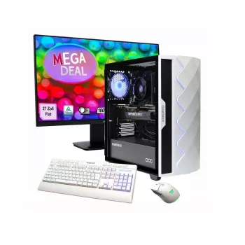 Hyrican GAMEMAX MegaDeal Diamond WT SET2702 galddators ar AMD R7-5700X, 16GB RAM, 1TB SSD, NVIDIA RTX 5060, Windows 11, ietver MSI PRO MP273A 27 collu LED monitoru