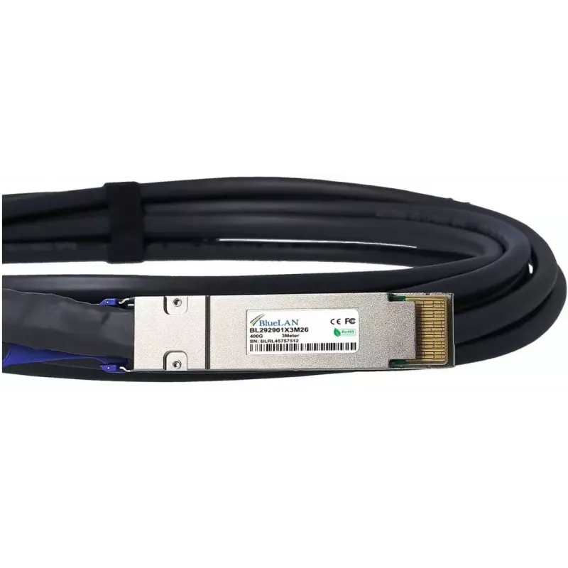 BlueOptics QDD-400-CU2M-BL InfiniBand optiskās šķiedras kabelis 2 m QSFP-DD melns