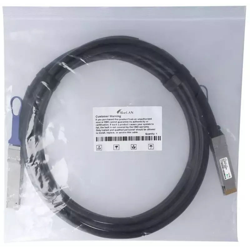 BlueOptics QDD-400-CU2M-BL InfiniBand optiskās šķiedras kabelis 2 m QSFP-DD melns