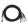 DAC kabelis BlueOptics MCP7F00-A01AR-BL 2m QSFP28 uz 4x SFP28, melns