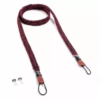 Kameras siksna Genius C-Rope Traveler digitālajai kamerai, neilons, 140 cm, melna/sarkana