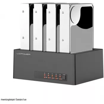 HDD dokstacija LC-Power LC-DOCK-U3-4B-V2 ar USB 3.0 un vairāku disku nodalījumu atbalstu