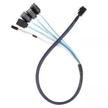 SILVERSTONE SAS uz 4×SATA kabelis CPS05-RE 0,6 m SFF-8643 uz 4×7 kontaktu SATA