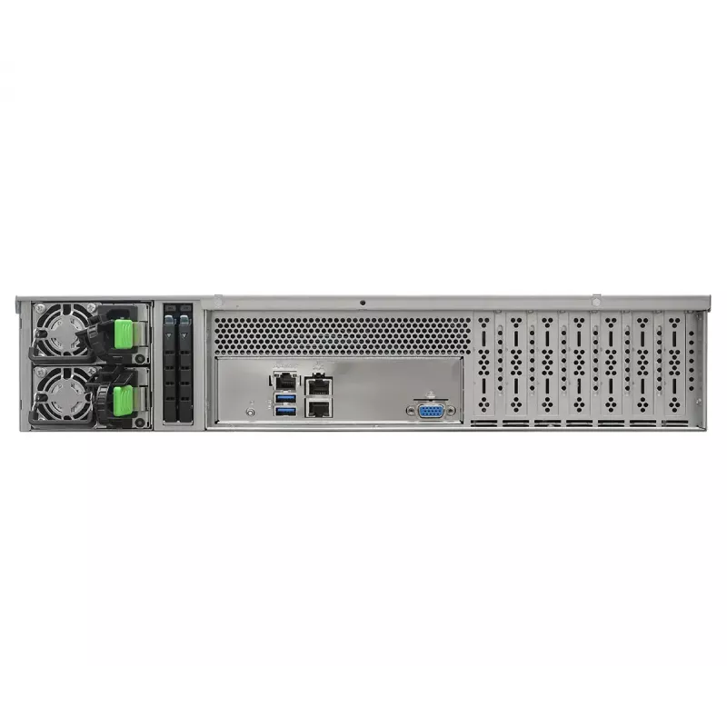 Servera bāzes sistēma ASRock 2U12L2S-SIENA (2U) — AMD SoC, Socket SP6, 12×3,5 collu + 2×2,5 collu nodalījumi, 800 W barošanas bloks, DDR5 līdz 96 GB
