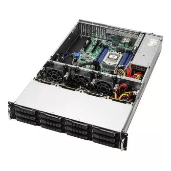 Servera bāzes sistēma ASRock 2U12L2S-SIENA (2U) — AMD SoC, Socket SP6, 12×3,5 collu + 2×2,5 collu nodalījumi, 800 W barošanas bloks, DDR5 līdz 96 GB