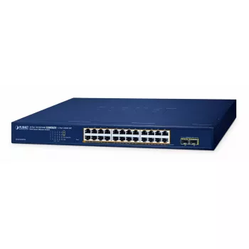 Pārvaldāms komutators PLANET GS-2210-24P2S ar 24 10/100/1000T PoE pieslēgvietām, 260 W